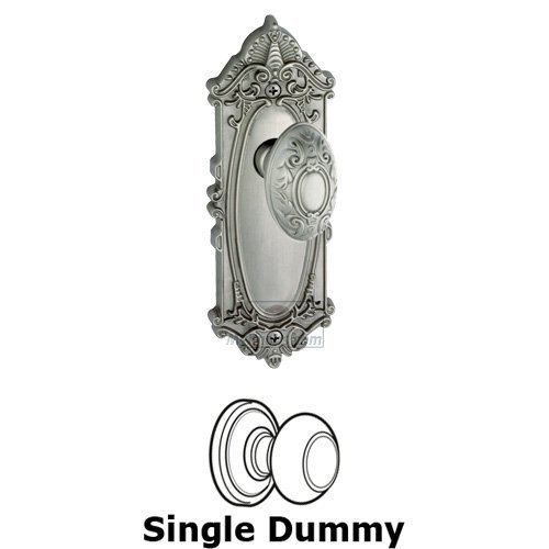 Grandeur Single Dummy Knob - Grande Victorian Plate with Grande Victorian Door Knob in Satin Nickel