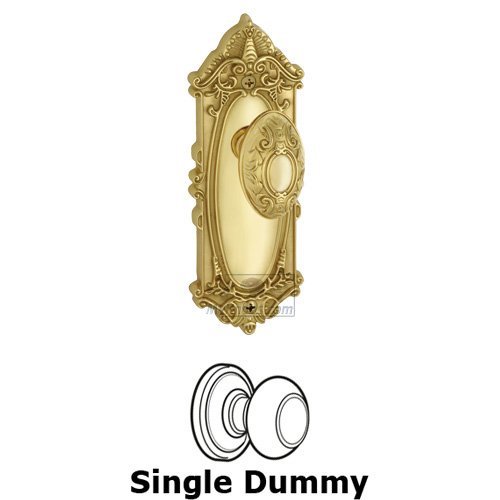 Grandeur Single Dummy Knob - Grande Victorian Plate with Grande Victorian Door Knob in Polished Brass