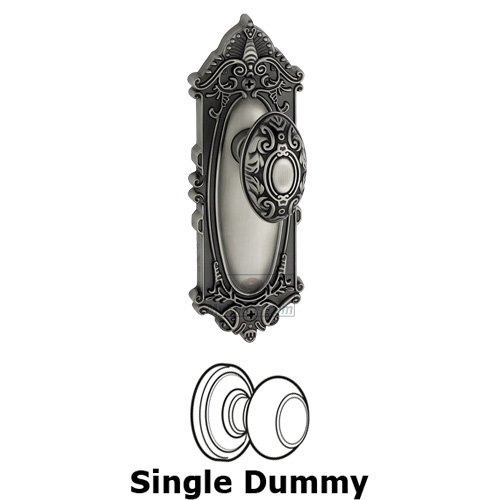 Grandeur Single Dummy Knob - Grande Victorian Plate with Grande Victorian Door Knob in Antique Pewter