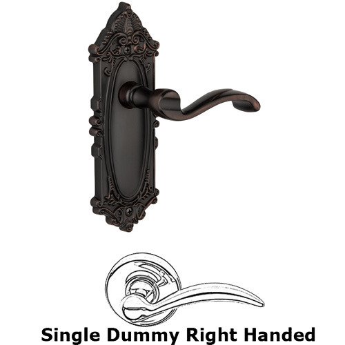 Grandeur Single Dummy Right Handed Lever - Grande Victorian Plate with Portofino Door Lever in Timeless Bronze