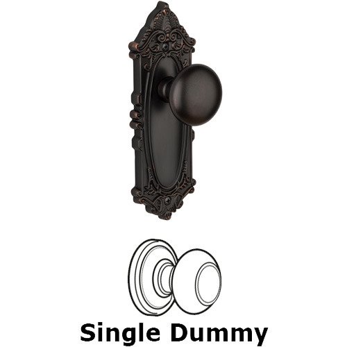 Grandeur Single Dummy Knob - Grande Victorian Plate with Fifth Avenue Door Knob in Timeless Bronze