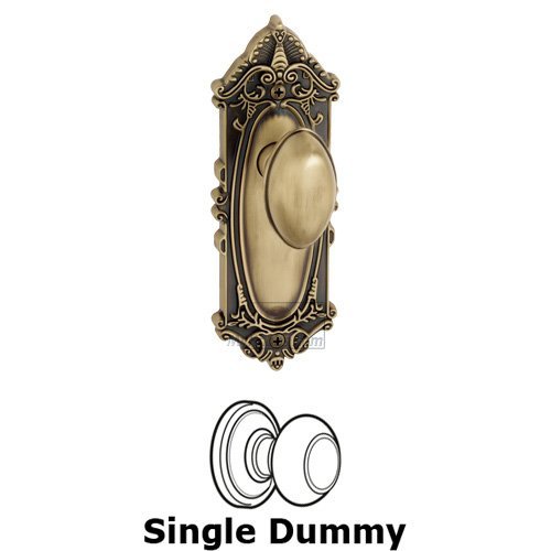 Grandeur Single Dummy Knob - Grande Victorian Plate with Eden Prairie Door Knob in Vintage Brass