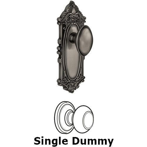 Grandeur Single Dummy Knob - Grande Victorian Plate with Eden Prairie Door Knob in Antique Pewter