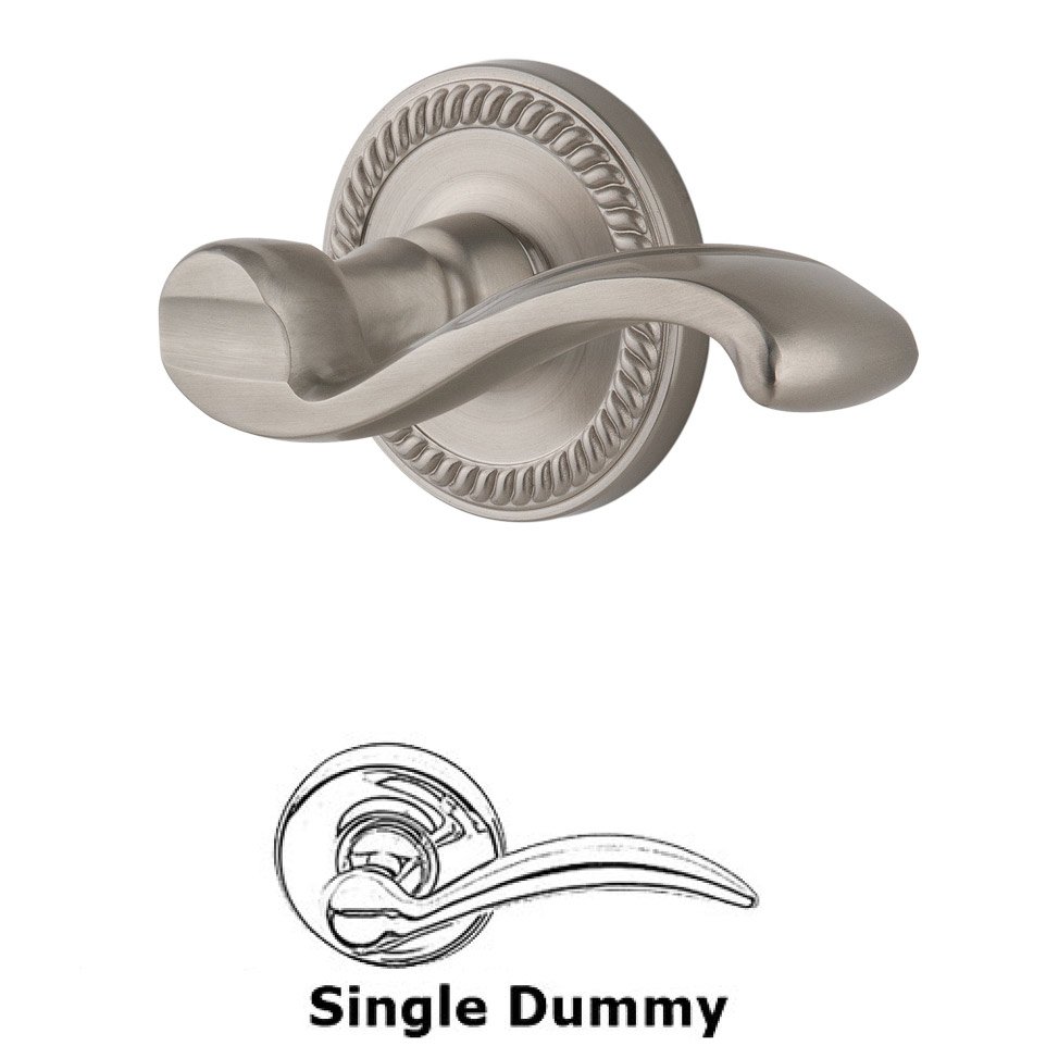 Grandeur Single Dummy Right Handed Lever - Newport Rosette with Portofino Door Lever in Satin Nickel