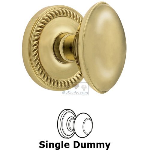 Grandeur Single Dummy Knob - Newport Rosette with Eden Prairie Door Knob in Polished Brass