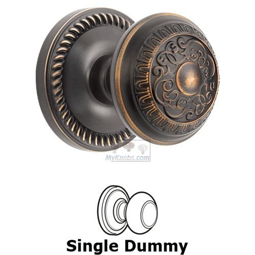 Grandeur Single Dummy Knob - Newport Rosette with Windsor Door Knob in Timeless Bronze