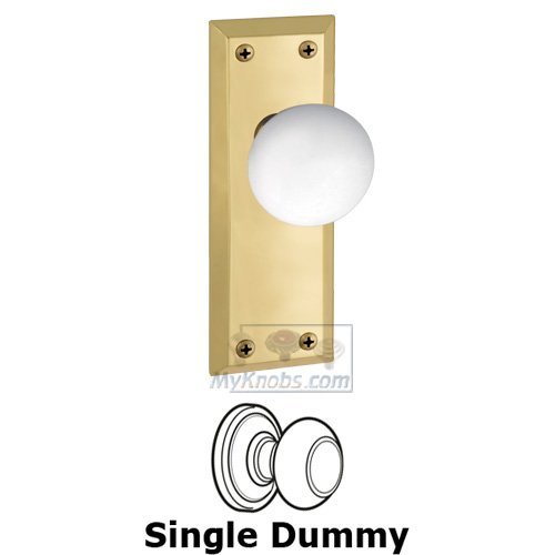 Grandeur Single Dummy Knob - Fifth Avenue Plate with Hyde Park Door Knob in Polished Brass