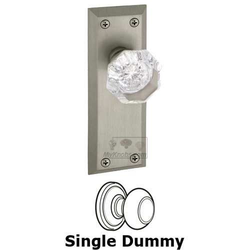 Grandeur Single Dummy Knob - Fifth Avenue Plate with Chambord Crystal Door Knob in Satin Nickel
