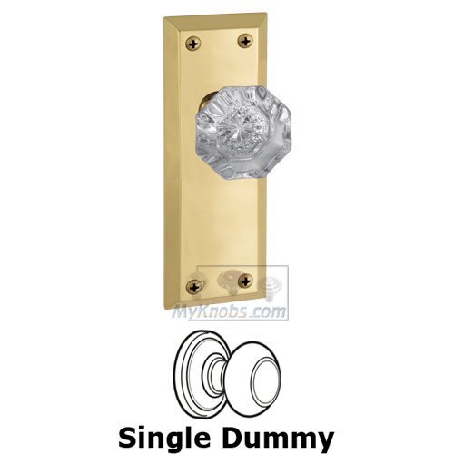 Grandeur Single Dummy Knob - Fifth Avenue Plate with Chambord Crystal Door Knob in Polished Brass
