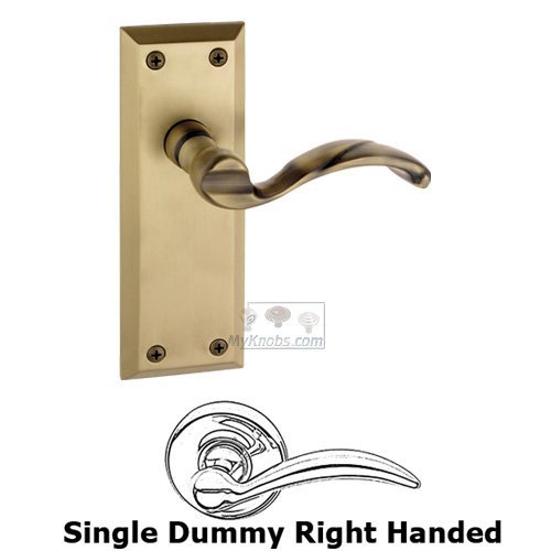 Grandeur Single Dummy Fifth Avenue Plate with Portofino Right Handed Lever in Vintage Brass