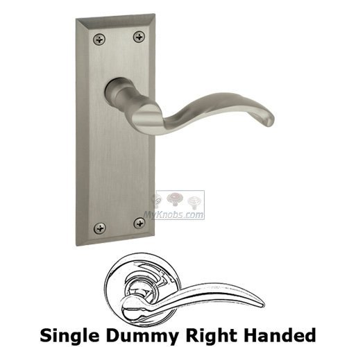 Grandeur Single Dummy Fifth Avenue Plate with Portofino Right Handed Lever in Satin Nickel
