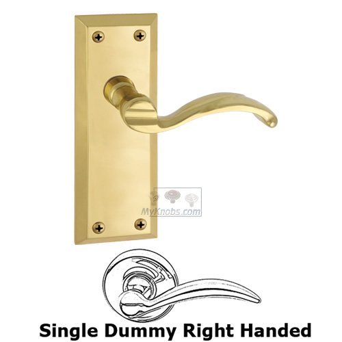 Grandeur Single Dummy Fifth Avenue Plate with Portofino Right Handed Lever in Polished Brass