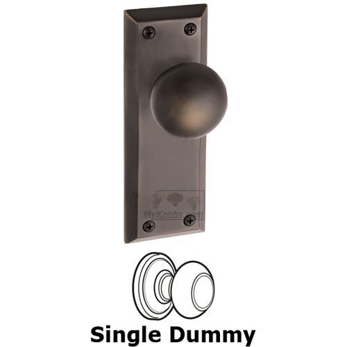 Grandeur Single Dummy Knob - Fifth Avenue Plate with Fifth Avenue Door Knob in Timeless Bronze