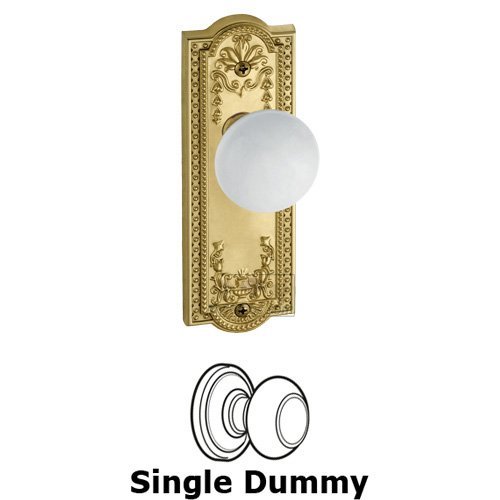 Grandeur Single Dummy Knob - Parthenon Plate with Hyde Park Door Knob in Polished Brass