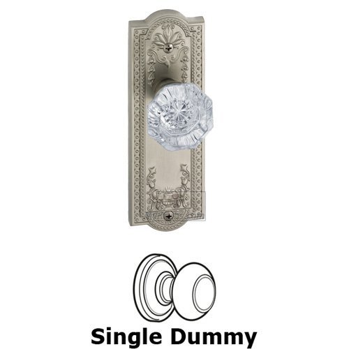 Grandeur Single Dummy Knob - Parthenon Plate with Chambord Crystal Door Knob in Satin Nickel