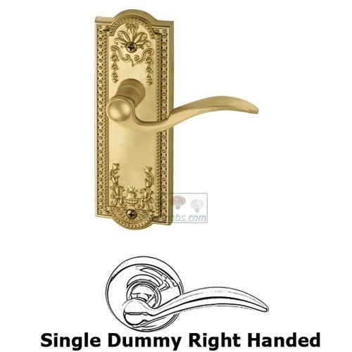 Grandeur Single Dummy Parthenon Plate with Bellagio Right Handed Lever in Polished Brass