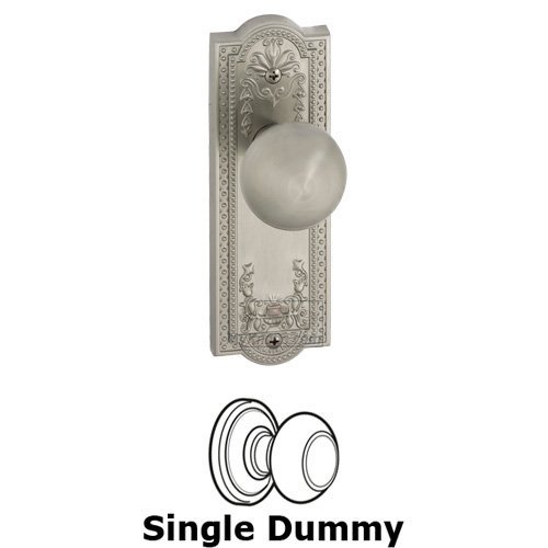 Grandeur Single Dummy Knob - Parthenon Plate with Fifth Avenue Door Knob in Satin Nickel
