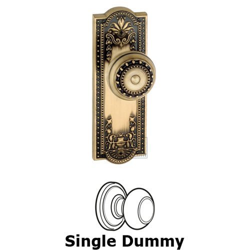Grandeur Single Dummy Knob - Parthenon Plate with Parthenon Door Knob in Vintage Brass