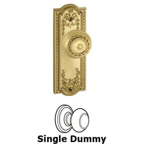Grandeur Single Dummy Knob - Parthenon Plate with Parthenon Door Knob in Polished Brass