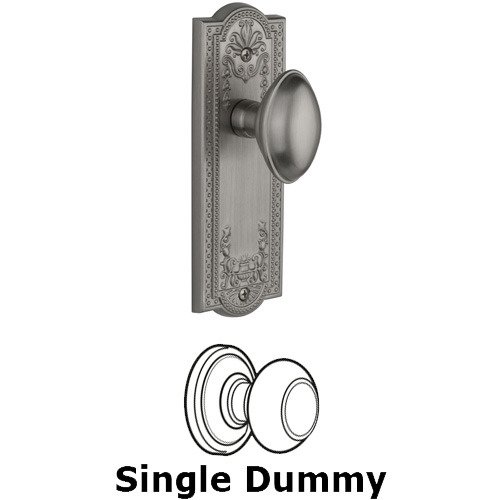 Grandeur Single Dummy Knob - Parthenon Plate with Eden Prairie Door Knob in Satin Nickel