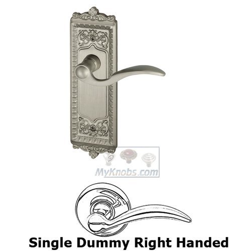 Grandeur Single Dummy Windsor Plate with Right Handed Bellagio Door Lever in Satin Nickel