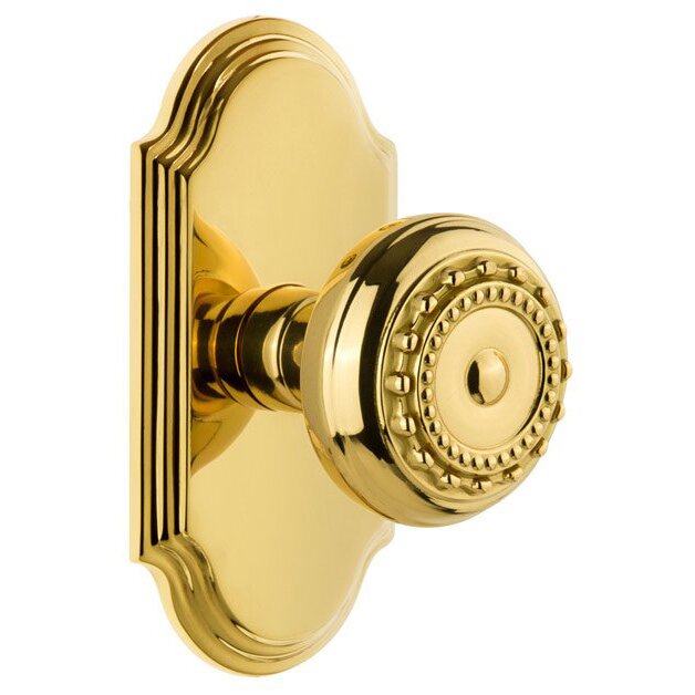 Grandeur Grandeur Arc Plate Privacy with Parthenon Knob in Polished Brass