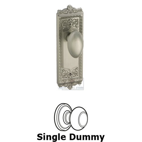Grandeur Single Dummy Knob - Windsor Plate with Eden Prairie Door Knob in Satin Nickel