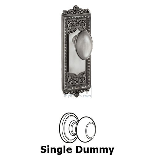 Grandeur Single Dummy Knob - Windsor Plate with Eden Prairie Door Knob in Antique Pewter