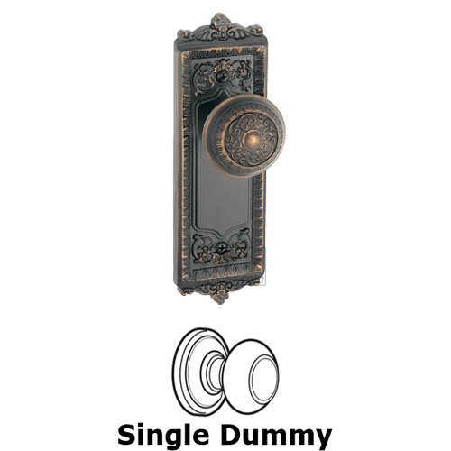 Grandeur Single Dummy Knob - Windsor Plate with Windsor Door Knob in Timeless Bronze