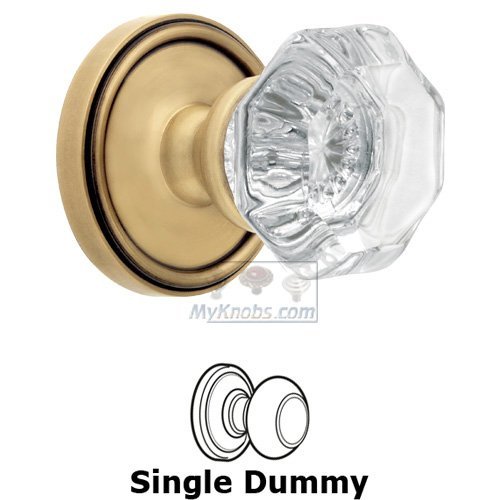 Grandeur Single Dummy Knob - Georgetown Rosette with Chambord Crystal Door Knob in Vintage Brass