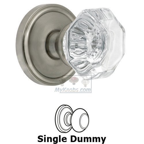 Grandeur Single Dummy Knob - Georgetown Rosette with Chambord Crystal Door Knob in Satin Nickel