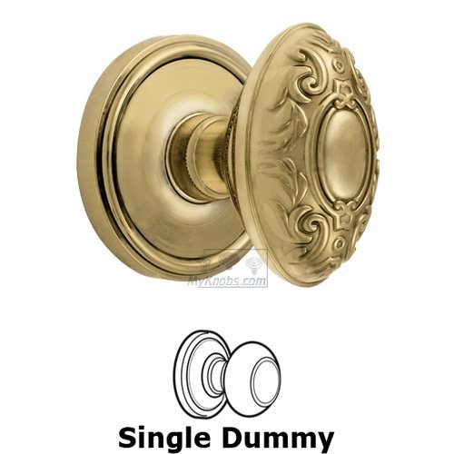 Grandeur Single Dummy Knob - Georgetown Rosette with Grande Victorian Door Knob in Polished Brass
