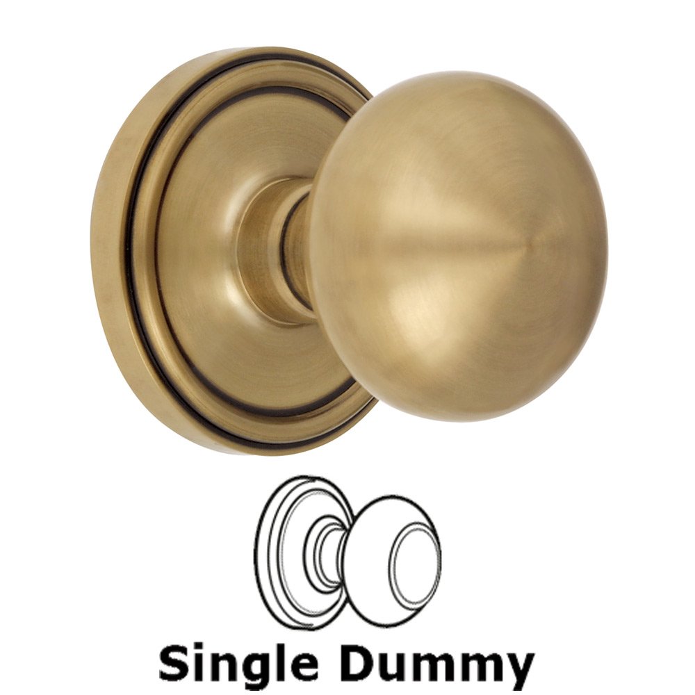 Grandeur Single Dummy Knob - Georgetown Rosette with Fifth Avenue Door Knob in Vintage Brass
