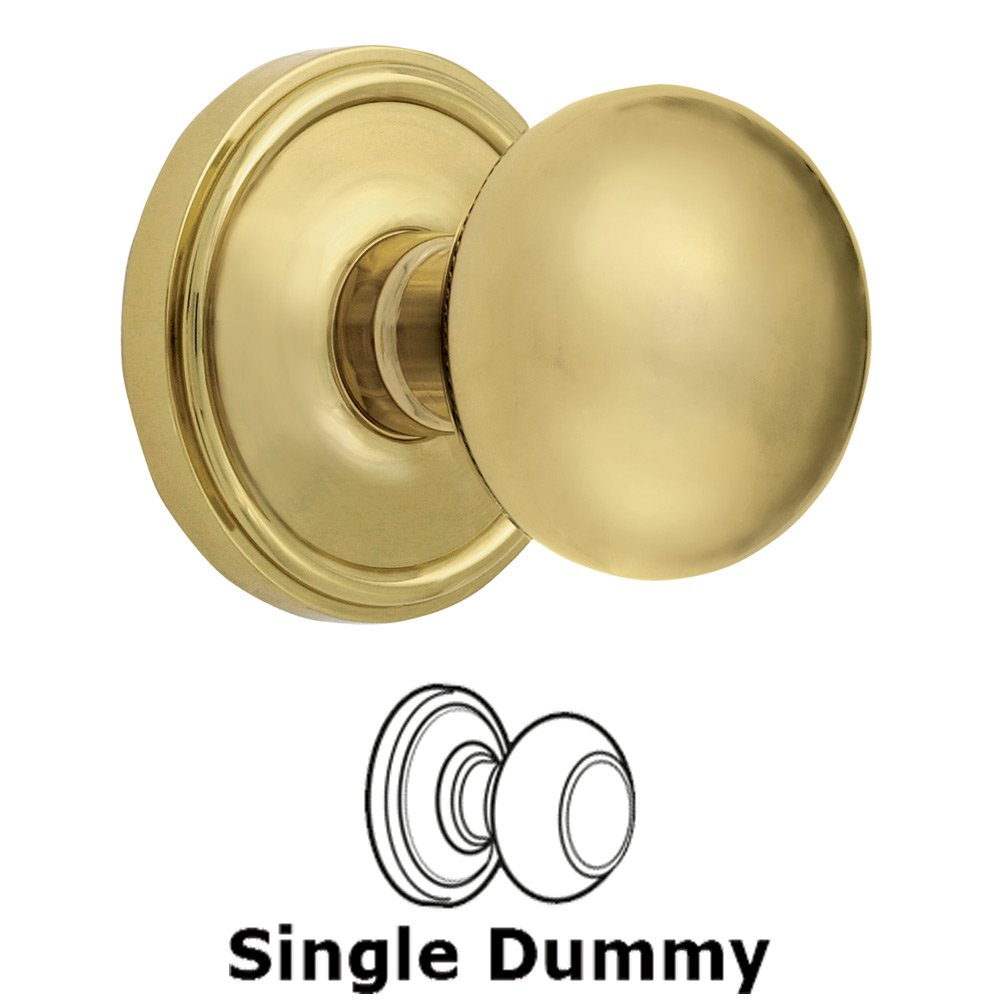 Grandeur Single Dummy Knob - Georgetown Rosette with Fifth Avenue Door Knob in Polished Brass