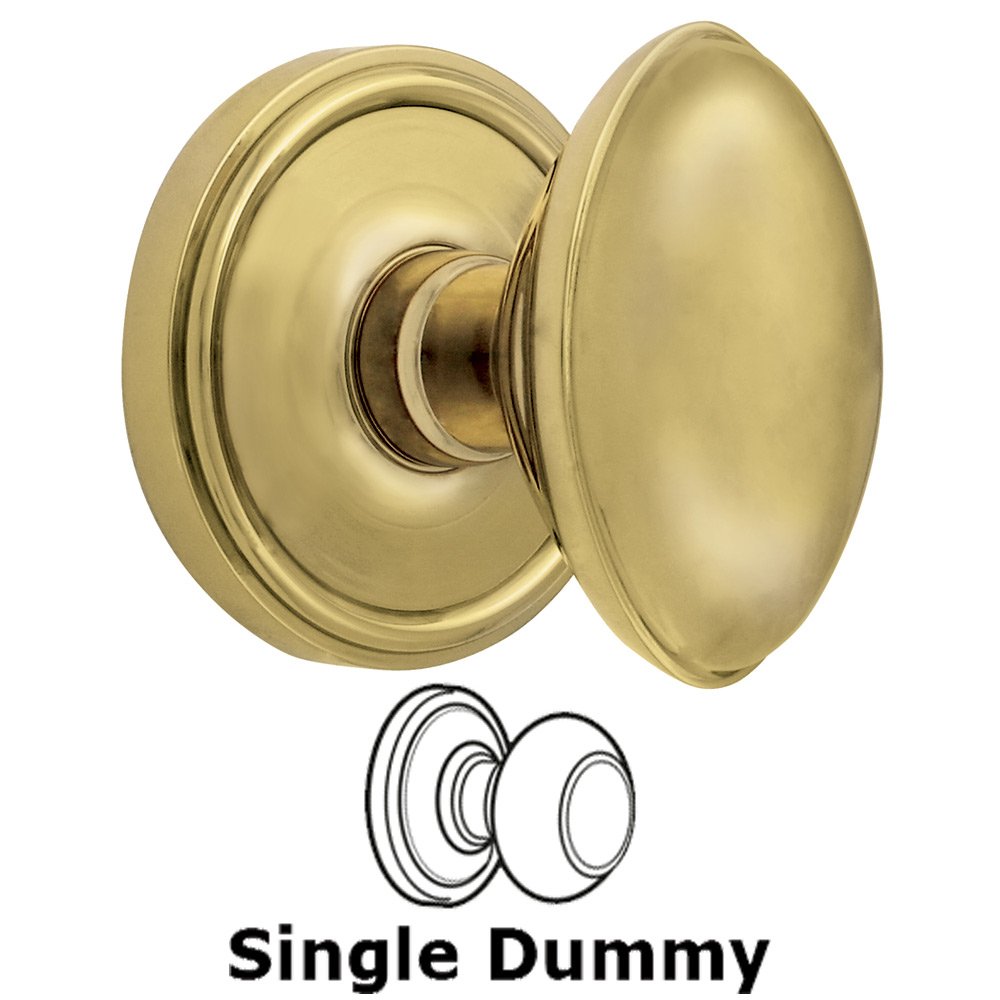 Grandeur Single Dummy Knob - Georgetown Rosette with Eden Prairie Door Knob in Polished Brass