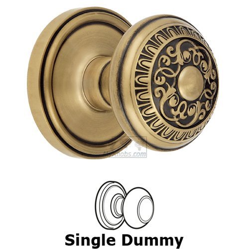 Grandeur Single Dummy Knob - Georgetown Rosette with Windsor Door Knob in Vintage Brass