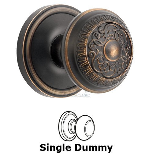 Grandeur Single Dummy Knob - Georgetown Rosette with Windsor Door Knob in Timeless Bronze