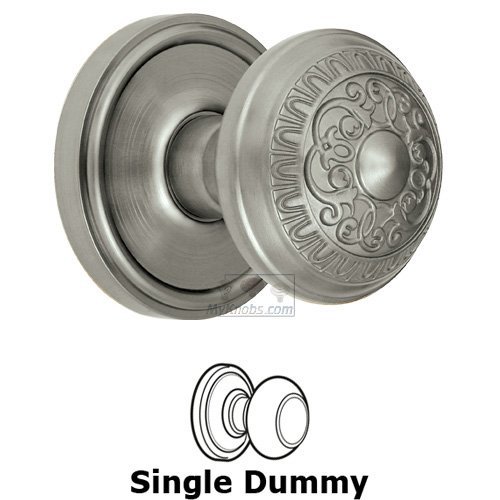 Grandeur Single Dummy Knob - Georgetown Rosette with Windsor Door Knob in Satin Nickel