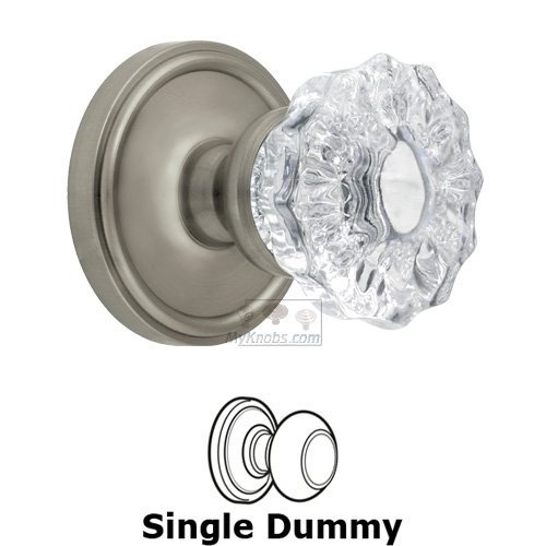 Grandeur Single Dummy Knob - Georgetown Rosette with Fontainebleau Crystal Door Knob in Satin Nickel