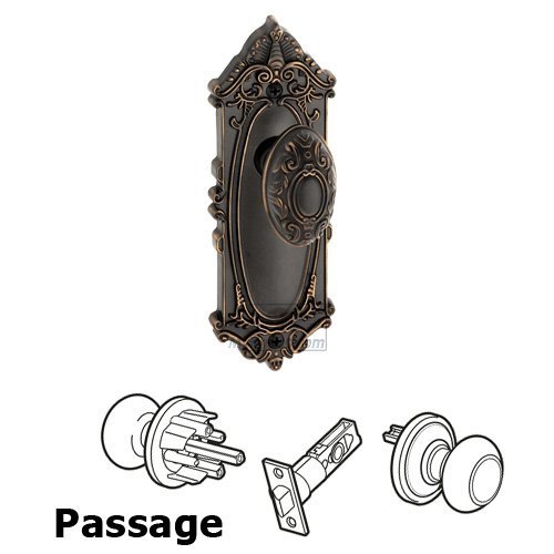 Grandeur Passage Knob - Grande Victorian Plate with Grande Victorian Door Knob in Timeless Bronze