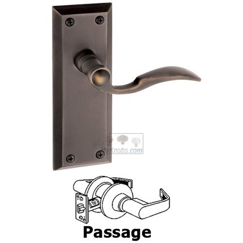 Grandeur Passage Fifth Avenue Plate with Bellagio Right Handed Lever in Timeless Bronze