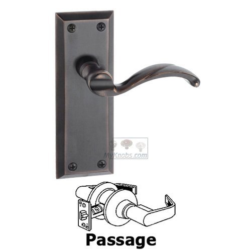 Grandeur Passage Fifth Avenue Plate with Portofino Right Handed Lever in Timeless Bronze