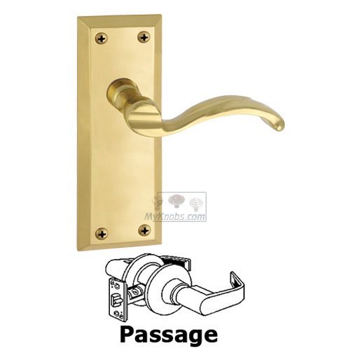 Grandeur Passage Fifth Avenue Plate with Portofino Left Handed Lever in Polished Brass