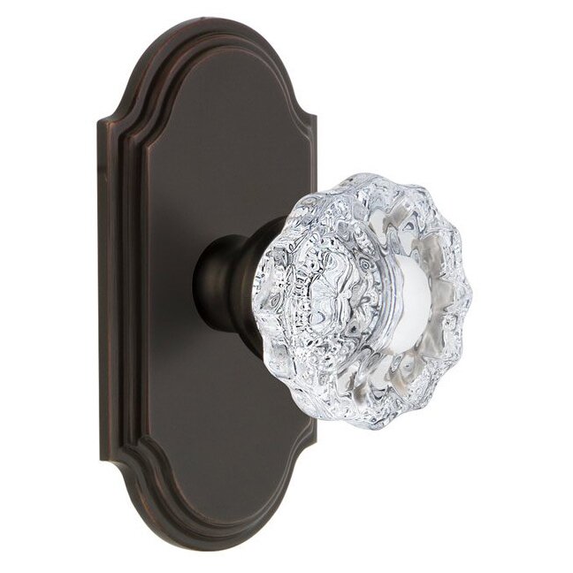 Grandeur Grandeur Arc Plate Privacy with Versailles Crystal Knob in Timeless Bronze