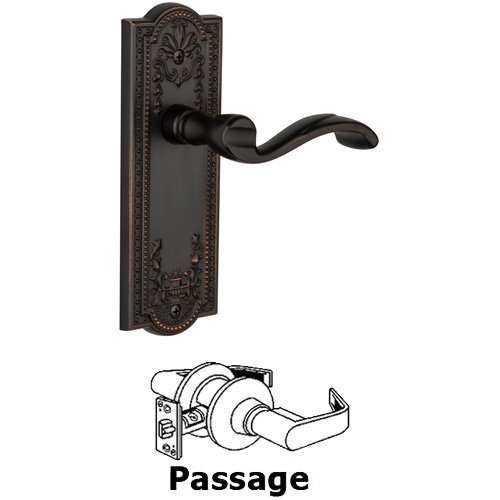 Grandeur Passage Parthenon Plate with Portofino Right Handed Lever in Timeless Bronze