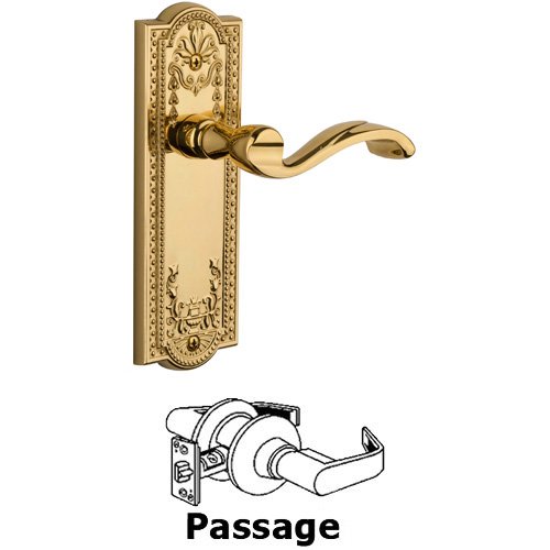 Grandeur Passage Parthenon Plate with Portofino Right Handed Lever in Polished Brass