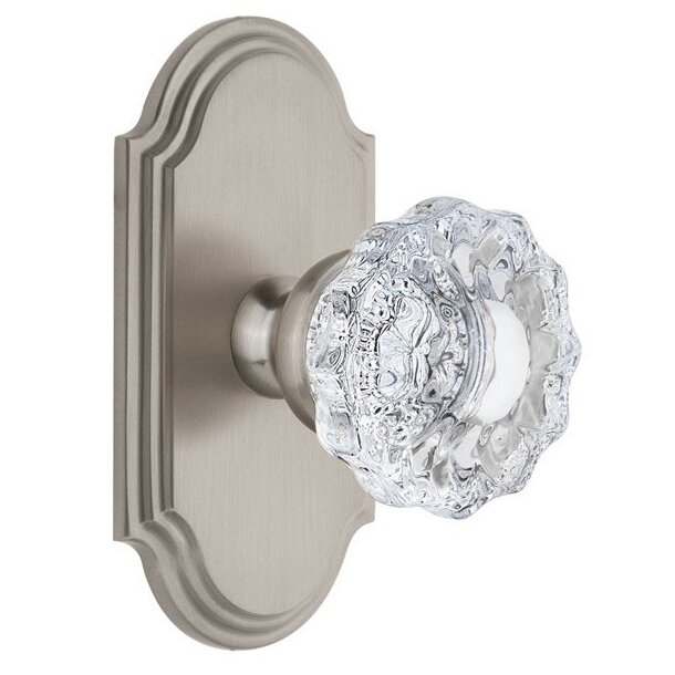 Grandeur Grandeur Arc Plate Privacy with Versailles Crystal Knob in Satin Nickel