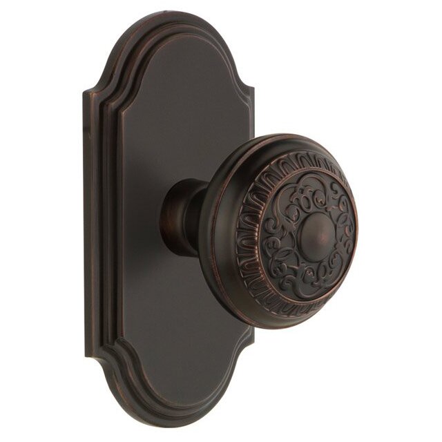Grandeur Grandeur Arc Plate Privacy with Windsor Knob in Timeless Bronze