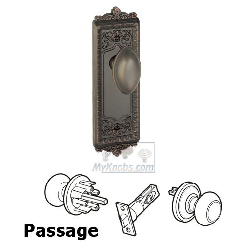 Grandeur Passage Knob - Windsor Plate with Eden Prairie Door Knob in Timeless Bronze