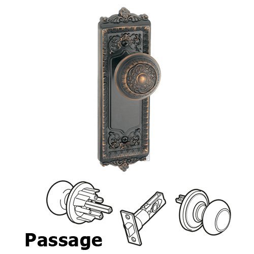 Grandeur Passage Knob - Windsor Plate with Windsor Door Knob in Timeless Bronze